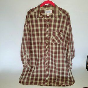 Victoria's Secret Plaid Button Down Shirt Sleep Dress Size Medium